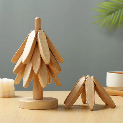 4PCS Tree Design Stand Wooden Trivets/Coasters