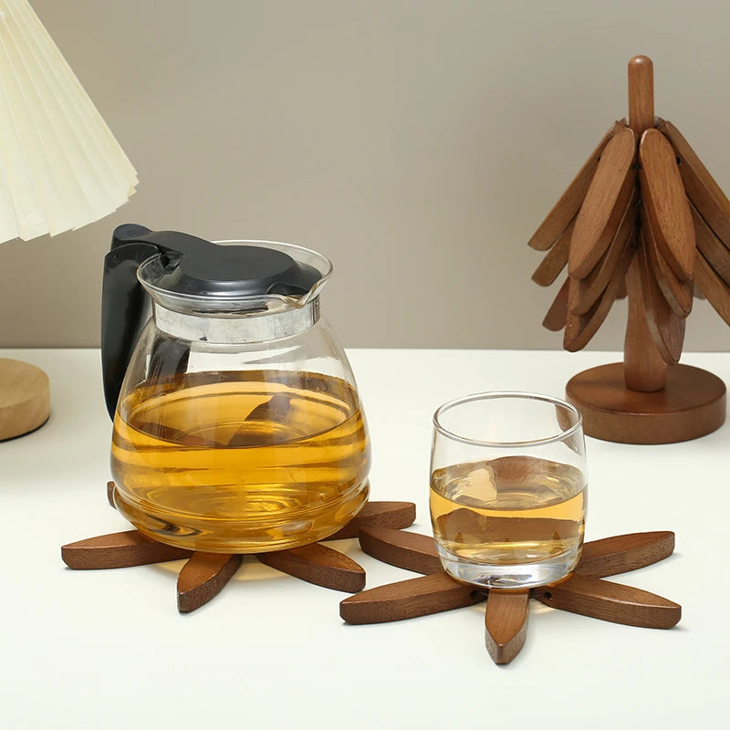 4PCS Tree Design Stand Wooden Trivets/Coasters
